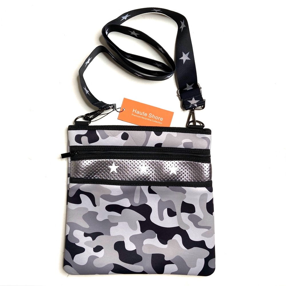 HAUTE SHORE Gray Camo Peyton Crossbody Bag